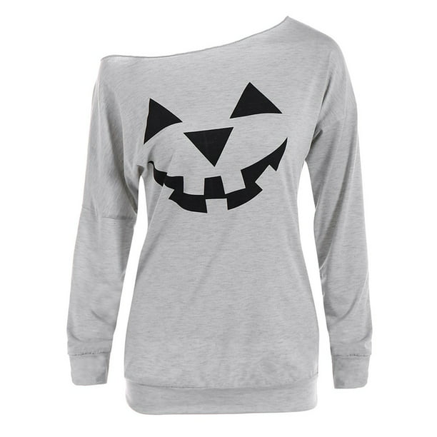 Pumpkin /& Cat Halloween Printed Sweatshirt Womens Tops Long Sleeve O-Neck Sweatshirt Casual Blouse Pullover